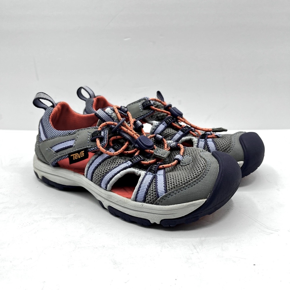 Teva Kids Sz 1 Manatee Sport Sandal Gray/Purple/Salmon Summer Waterproof Outdoor